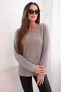 Sweter damski z miękkiej dzianiny z okrągłym dekoltem ciemno miętowy