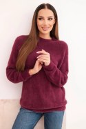 Sweter damski z wełną o miękkiej fakturze i długim rękawem śliwkowy