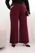 Spodnie damskie Plus Size z szeroką nogawką i elastycznym pasem śliwkowe