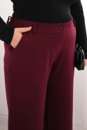 Spodnie damskie Plus Size z szeroką nogawką i elastycznym pasem śliwkowe