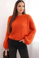 Sweter damski z moheru z bufiastymi rękawami dynia
