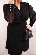 Sukienka damska Plus Size elegancka z wiskozy i długim rękawem