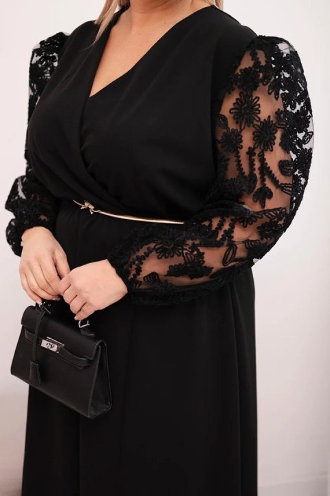 Sukienka damska Plus Size z wiskozy z kopertowym dekoltem czarna