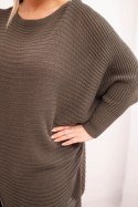 Sweter damski Plus Size z moherem ponczo mocca
