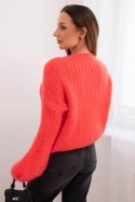 Sweter damski z moheru z bufiastymi rękawami malinowa