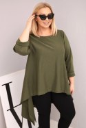 Tunika damska Plus Size bawełniana o asymetrycznym kroju khaki