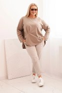 Bluzka damska plus size z bawełną z długim rękawem i marszczeniem fango