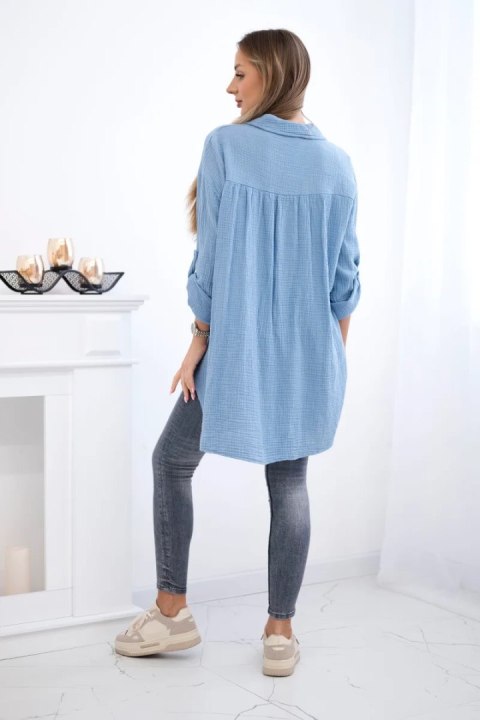 Koszula bawełniana muślinowa Plus Size jeansowa