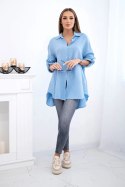 Koszula bawełniana muślinowa Plus Size niebieska
