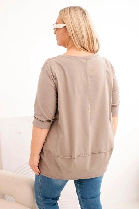 Bluzka damska Plus Size z bawełny z ozdobnymi guzikami i podwijanymi rękawami fango