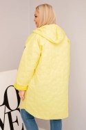 Kurtka damska Plus Size pikowana z kapturem i napisem HOPE żółta