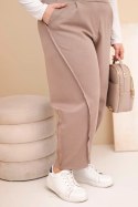 Spodnie damskie bawełniane Plus Size o luźnym kroju z wysokim stanem fango