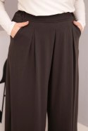 Spodnie damskie bawełniane Plus Size o szerokiej nogawce i luźnym kroju brązowe