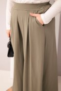 Spodnie damskie bawełniane Plus Size o szerokiej nogawce i luźnym kroju khaki