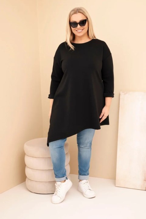 Sukienka damska Plus Size z wiskozy z luźnym fasonem i długim rękawem czarna