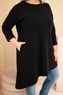 Sukienka damska Plus Size z wiskozy z luźnym fasonem i długim rękawem czarna