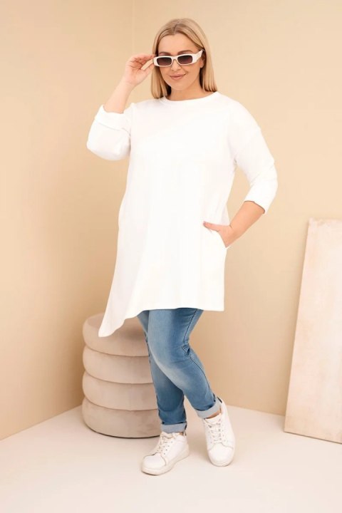Sukienka damska Plus Size z wiskozy z luźnym fasonem i długim rękawem ecru