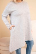 Sukienka damska Plus Size z wiskozy z luźnym fasonem i długim rękawem szara
