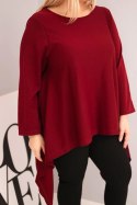 Tunika damska Plus Size bawełniana o asymetrycznym kroju bordowa