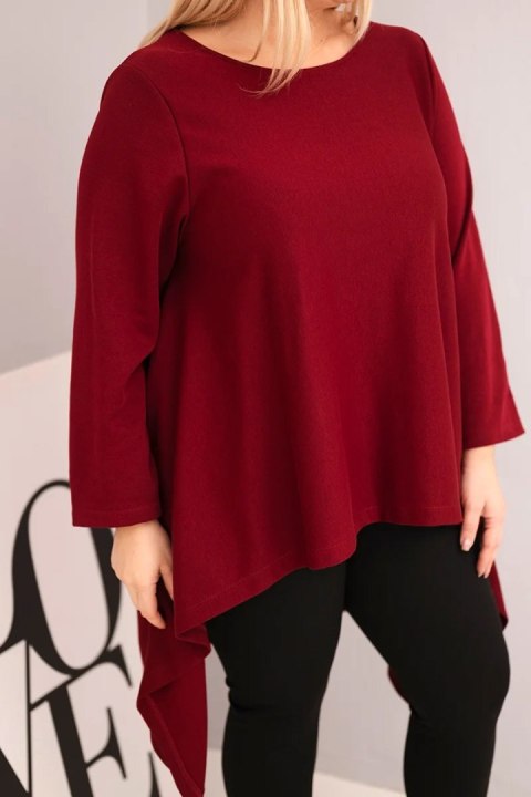 Tunika damska Plus Size bawełniana o asymetrycznym kroju bordowa