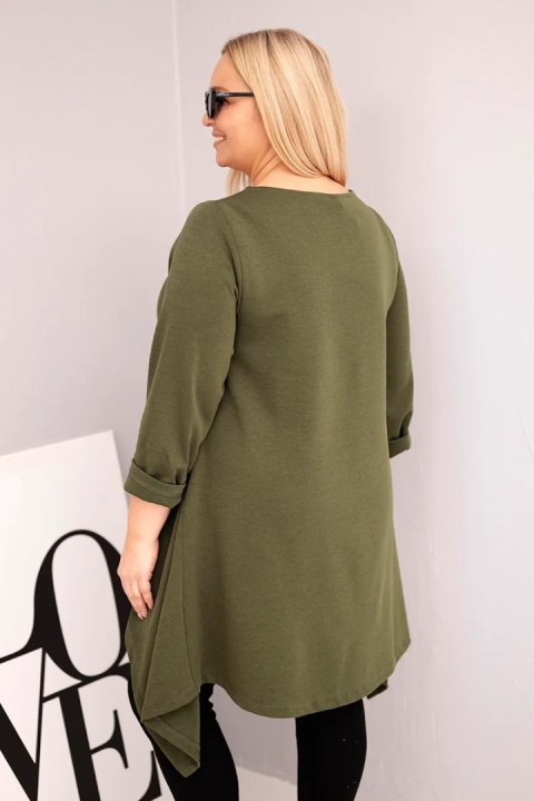 Tunika damska Plus Size bawełniana o asymetrycznym kroju khaki