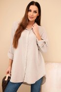 Koszula bawełniana muślinowa Plus Size ciemno beżowa