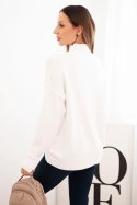 Sweter damski wiskozowy z prążkowanym półgolfem i luźnym fasonem ecru