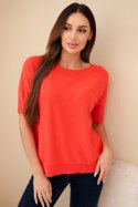 Sweter damski z wiskozy z krótkim rękawem malinowy