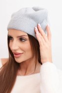 Czapka damska wełniana klasyczna gładka beanie K420 szara