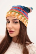 Czapka z polarem Krystyna K207 zielony neon+żółty