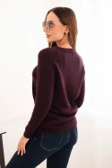 Sweter damski z baby alpaki z długim rękawem śliwkowy