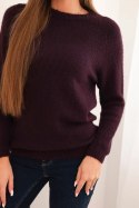 Sweter damski z baby alpaki z długim rękawem śliwkowy