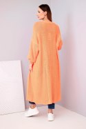 Sweter długi kardigan pomarańczowy neon