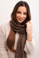 Szalik damski wełniany klasyczny z warkoczowym splotem KN22 mocca
