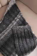 Szalik damski wełniany miękki i ciepły w kolorowe pasy KN19 grafitowy