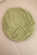 Czapka damska zimowa wełniana o luźnym fasonie i ozdobnym splocie K378 khaki