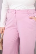 Spodnie damskie Plus Size z szeroką nogawką i wysokim stanem ciemny pudrowy róż