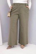 Spodnie damskie Plus Size z szeroką nogawką i wysokim stanem khaki
