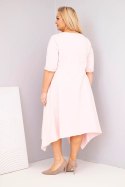 Sukienka damska bawełniana Plus Size z asymetrycznym dołem pudrowy róż