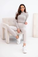 Legginsy damskie z wysokim stanem i elastycznym pasem beżowe