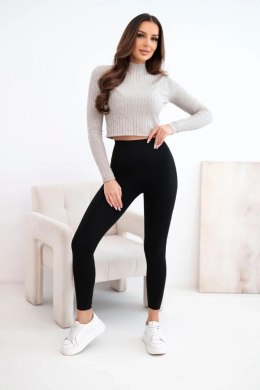 Legginsy damskie z wysokim stanem i elastycznym pasem czarne
