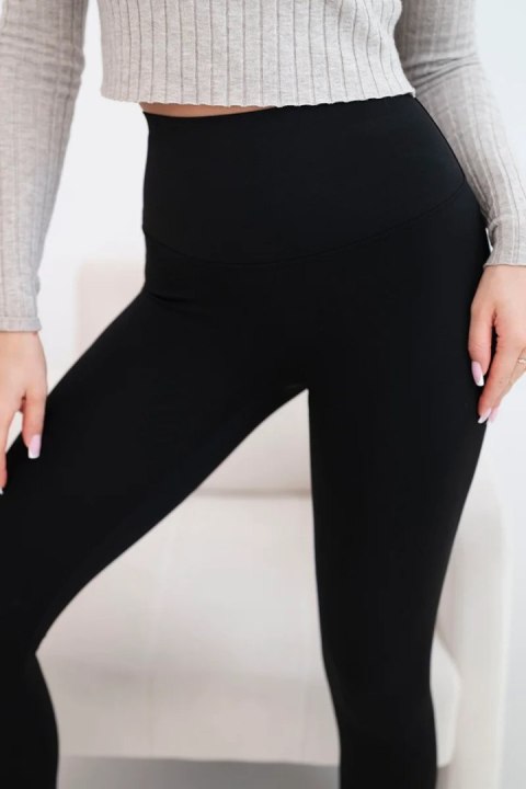 Legginsy damskie z wysokim stanem i elastycznym pasem czarne