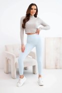 Legginsy damskie z wysokim stanem i elastycznym pasem niebieskie