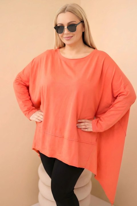 Tunika damska Plus Size z bawełny z asymetrycznym dołem morelowa