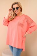 Bluza damska Plus Size bawełniana z nadrukiem morelowa