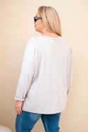 Bluzka damska bawełniana Plus Size z frędzlami beżowa
