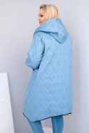 Kurtka damska Plus Size pikowana z kapturem i sportowymi mankietami jeansowa