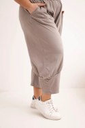 Spodnie damskie Plus Size z obniżonym krokiem i gumką w pasie fango
