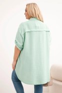 Koszula damska Plus Size z wiskozy z dłuższym tyłem ciemno miętowa