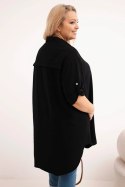 Koszula damska Plus Size z wiskozy z dłuższym tyłem czarna